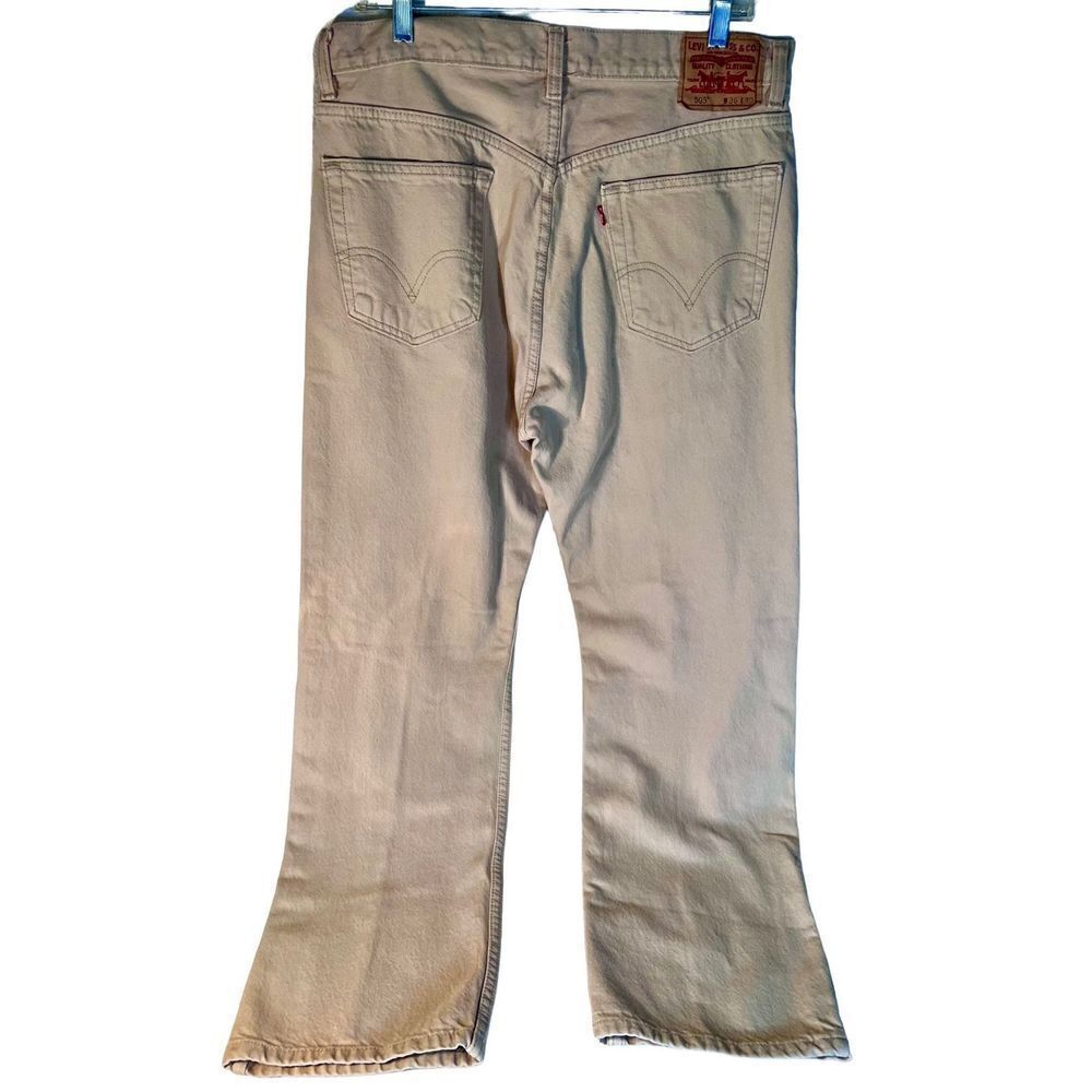 VTG Levis 505 Mens Light Khaki Sand 36x30 Pants Regular Straight Leg Red Tab